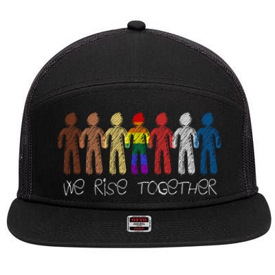 We Rise Together Against Racism For Equality Social Justice Cute Gift 7 Panel Mesh Trucker Snapback Hat