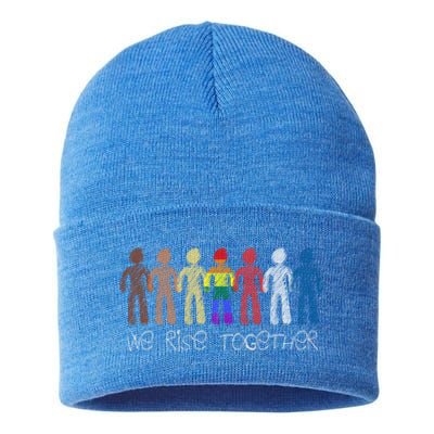 We Rise Together Against Racism For Equality Social Justice Cute Gift Sustainable Knit Beanie