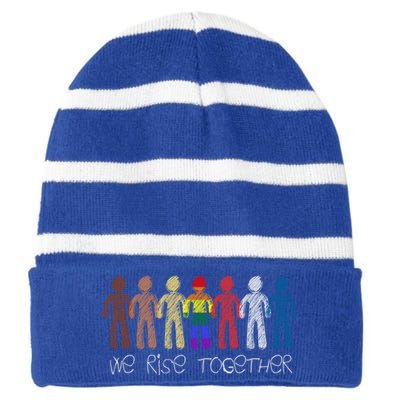 We Rise Together Against Racism For Equality Social Justice Cute Gift Striped Beanie with Solid Band