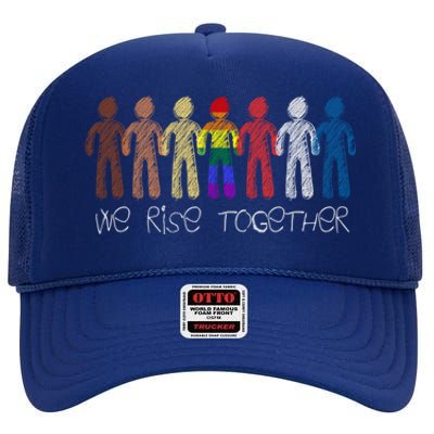 We Rise Together Against Racism For Equality Social Justice Cute Gift High Crown Mesh Back Trucker Hat