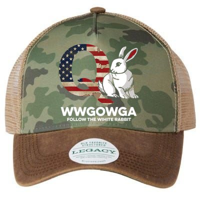White Rabbit US Flag Q Anon Legacy Tie Dye Trucker Hat