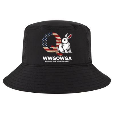 White Rabbit US Flag Q Anon Cool Comfort Performance Bucket Hat