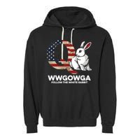 White Rabbit US Flag Q Anon Garment-Dyed Fleece Hoodie