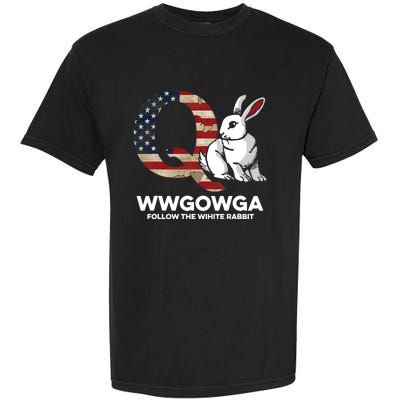 White Rabbit US Flag Q Anon Garment-Dyed Heavyweight T-Shirt