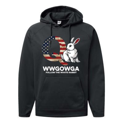 White Rabbit US Flag Q Anon Performance Fleece Hoodie