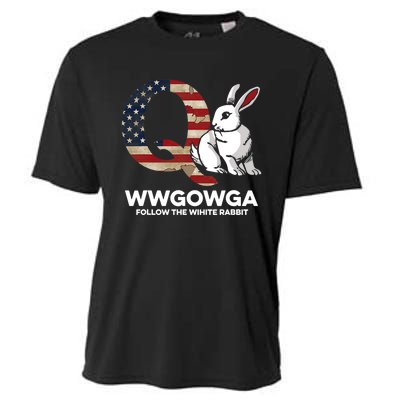 White Rabbit US Flag Q Anon Cooling Performance Crew T-Shirt