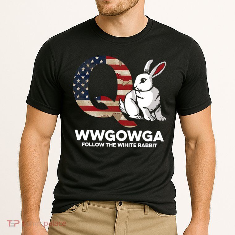 White Rabbit US Flag Q Anon Performance Shirt