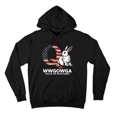 White Rabbit US Flag Q Anon Hoodie