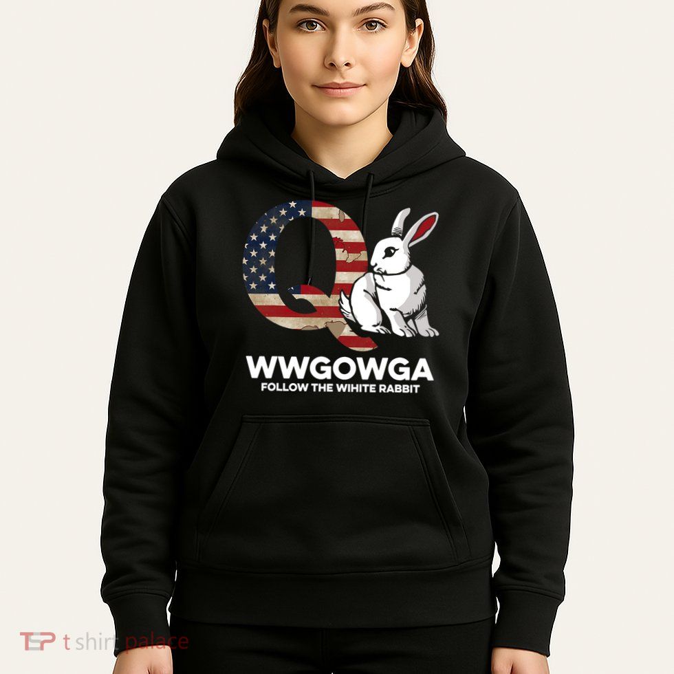White Rabbit US Flag Q Anon Hoodie