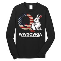 White Rabbit US Flag Q Anon Long Sleeve Shirt