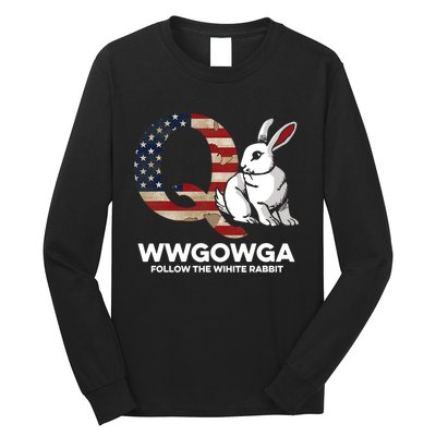 White Rabbit US Flag Q Anon Long Sleeve Shirt