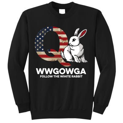 White Rabbit US Flag Q Anon Sweatshirt
