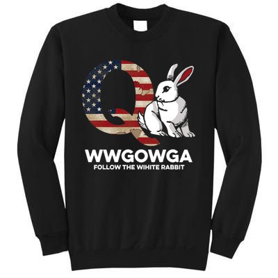 White Rabbit US Flag Q Anon Sweatshirt