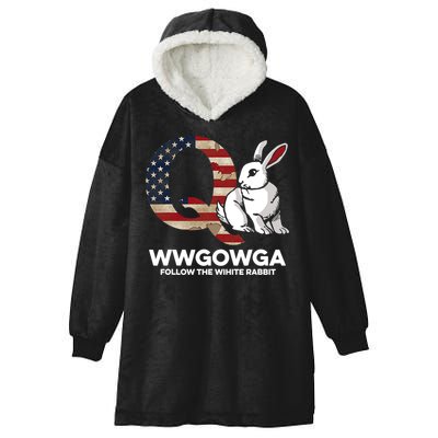 White Rabbit US Flag Q Anon Hooded Wearable Blanket
