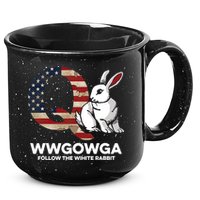 White Rabbit US Flag Q Anon 15oz Campfire Ceramic Mug