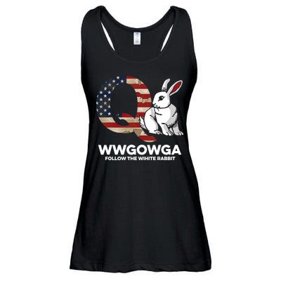 White Rabbit US Flag Q Anon Ladies Essential Flowy Tank