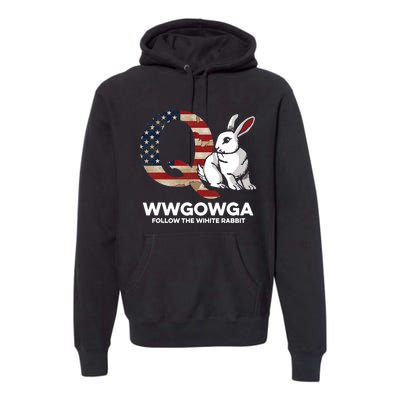 White Rabbit US Flag Q Anon Premium Hoodie