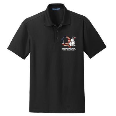 White Rabbit US Flag Q Anon Dry Zone Grid Polo