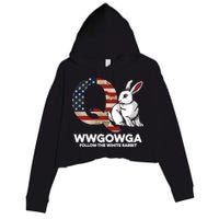 White Rabbit US Flag Q Anon Crop Fleece Hoodie