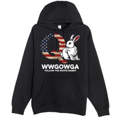 White Rabbit US Flag Q Anon Premium Pullover Hoodie