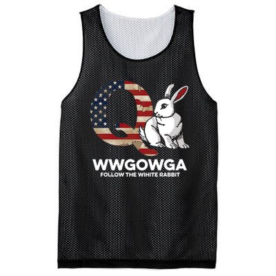 White Rabbit US Flag Q Anon Mesh Reversible Basketball Jersey Tank