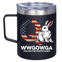 White Rabbit US Flag Q Anon 12oz Stainless Steel Coffee Mug