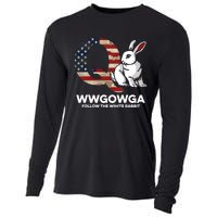 White Rabbit US Flag Q Anon Cooling Performance Long Sleeve Crew