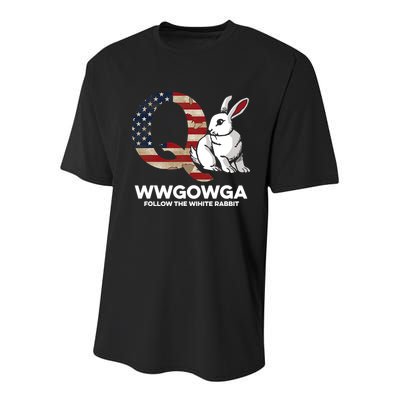 White Rabbit US Flag Q Anon Youth Performance Sprint T-Shirt