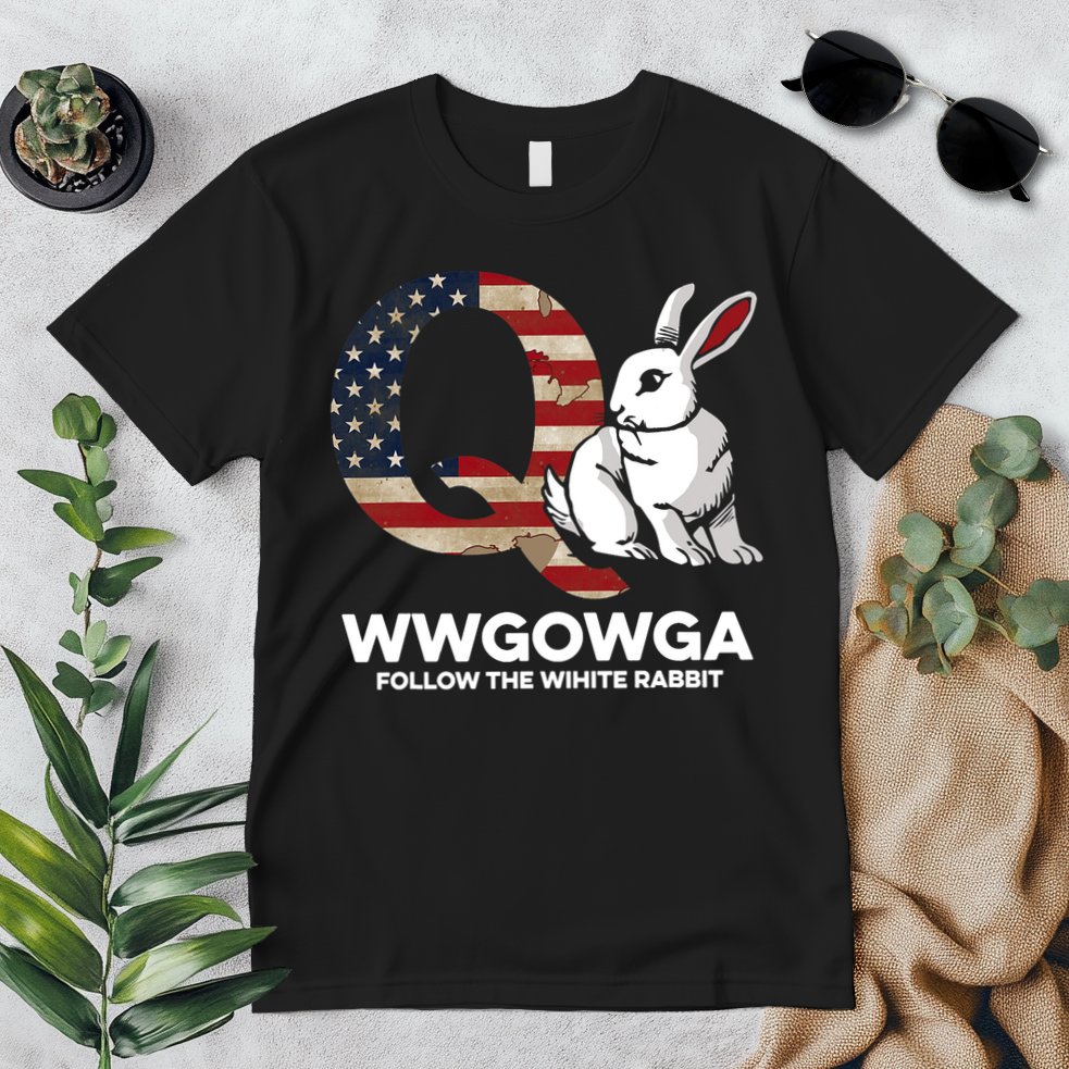 White Rabbit US Flag Q Anon Premium T-Shirt