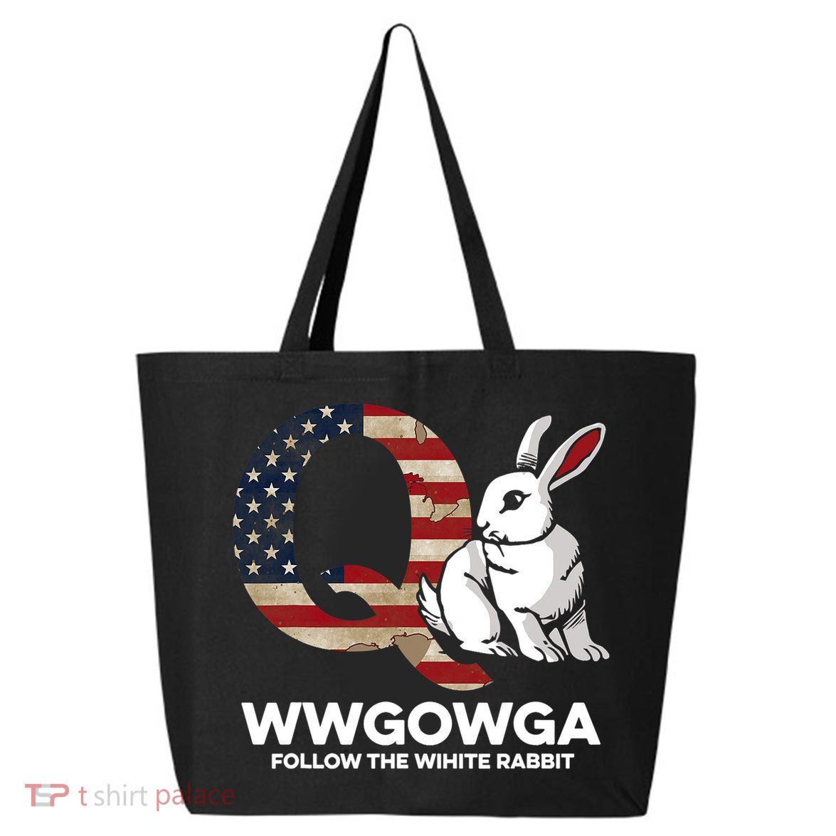 White Rabbit US Flag Q Anon 25L Jumbo Tote