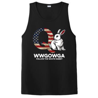 White Rabbit US Flag Q Anon PosiCharge Competitor Tank