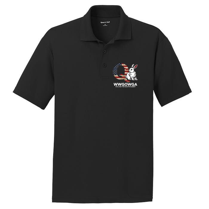 White Rabbit US Flag Q Anon PosiCharge RacerMesh Polo