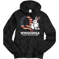 White Rabbit US Flag Q Anon Tie Dye Hoodie