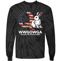 White Rabbit US Flag Q Anon Tie-Dye Long Sleeve Shirt