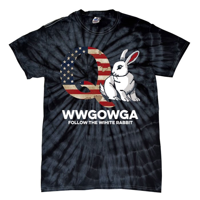 White Rabbit US Flag Q Anon Tie-Dye T-Shirt