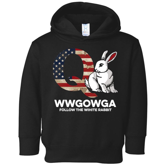 White Rabbit US Flag Q Anon Toddler Hoodie