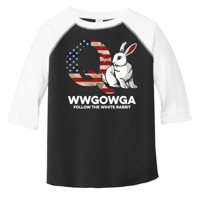 White Rabbit US Flag Q Anon Toddler Fine Jersey T-Shirt