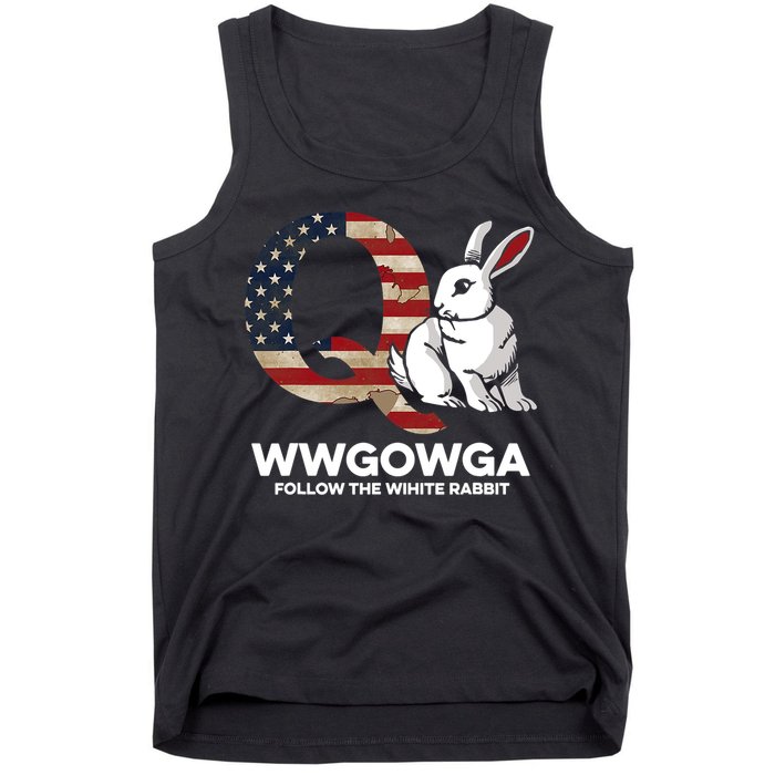 White Rabbit US Flag Q Anon Tank Top