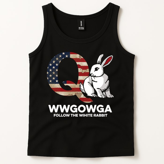 White Rabbit US Flag Q Anon Tank Top