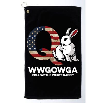 White Rabbit US Flag Q Anon Golf Towel