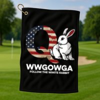 White Rabbit US Flag Q Anon Golf Towel