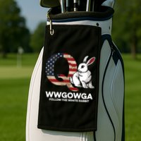 White Rabbit US Flag Q Anon Golf Towel