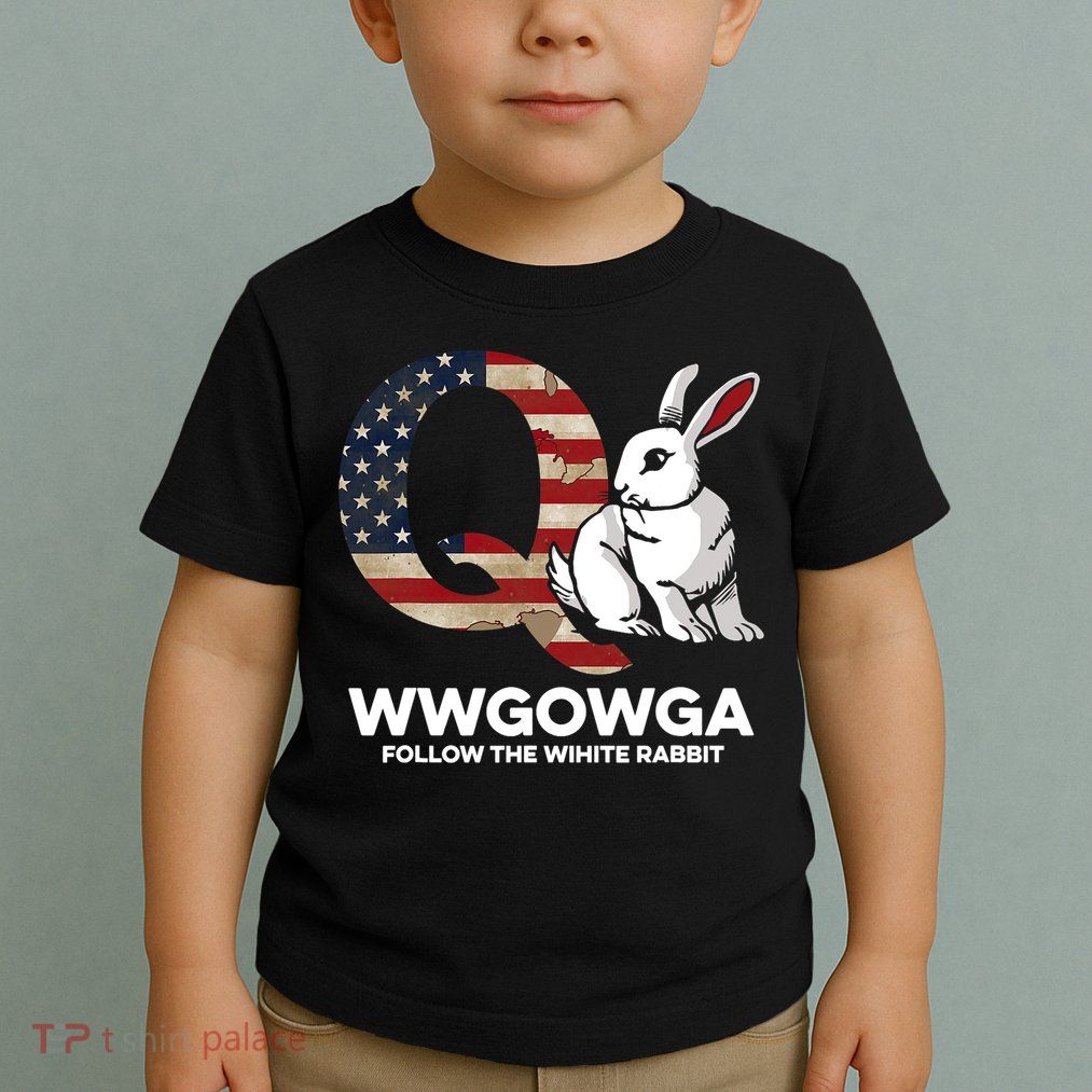 White Rabbit US Flag Q Anon Toddler T-Shirt