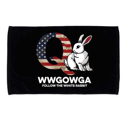 White Rabbit US Flag Q Anon Microfiber Hand Towel