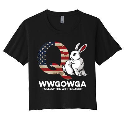 White Rabbit US Flag Q Anon Crop Top
