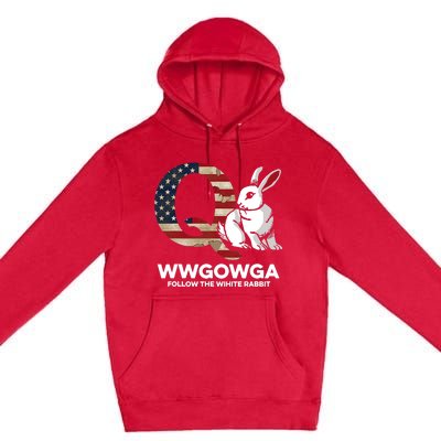 White Rabbit US Flag Q Anon Premium Pullover Hoodie