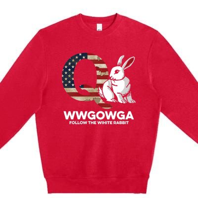 White Rabbit US Flag Q Anon Premium Crewneck Sweatshirt