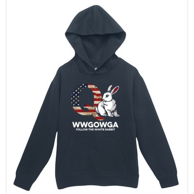 White Rabbit US Flag Q Anon Urban Pullover Hoodie