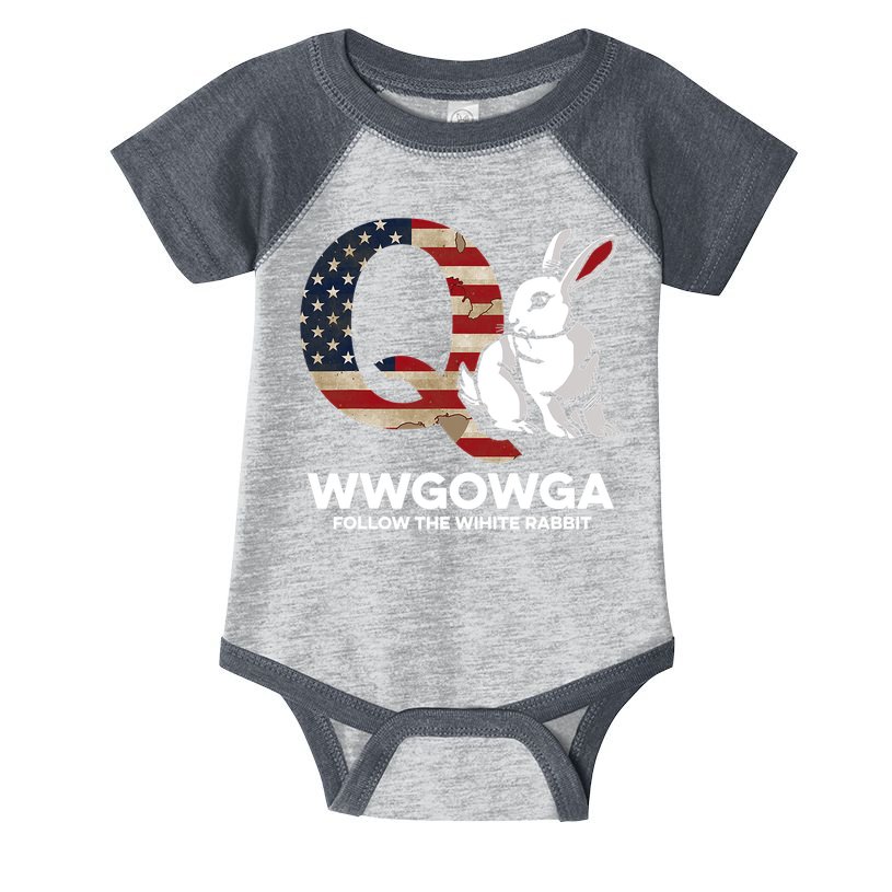 White Rabbit US Flag Q Anon Infant Baby Jersey Bodysuit