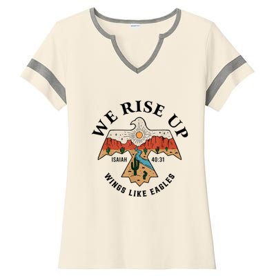 We Rise Up Wings Like Eagles Ladies Halftime Notch Neck Tee